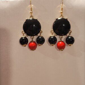 Black Large Bubble Earrings with Small Black and Red Bubble Drops